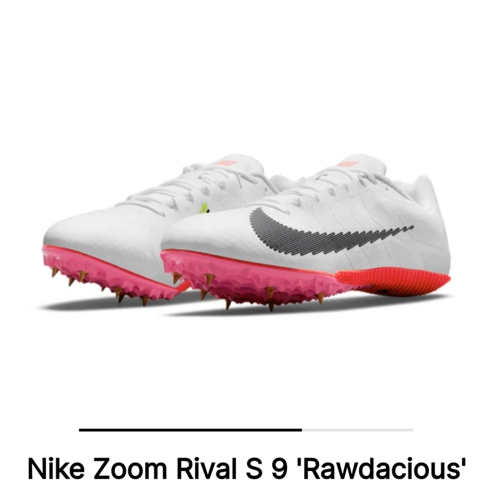 Nike Zoom Rival S 9 spikes size 4.5 women's/ 3 men's in white/black-black